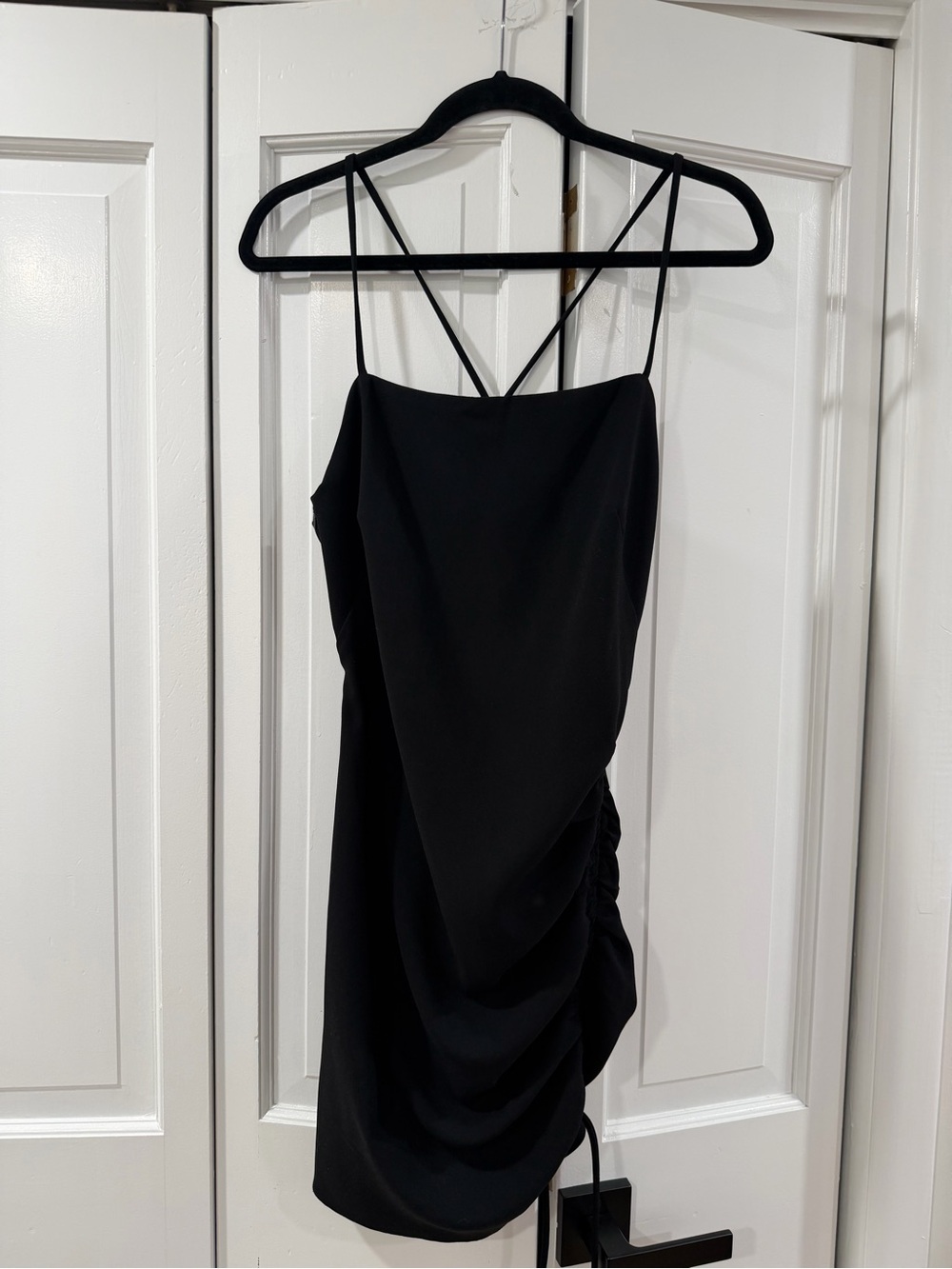Zara Black Strappy Ruched Mini Dress